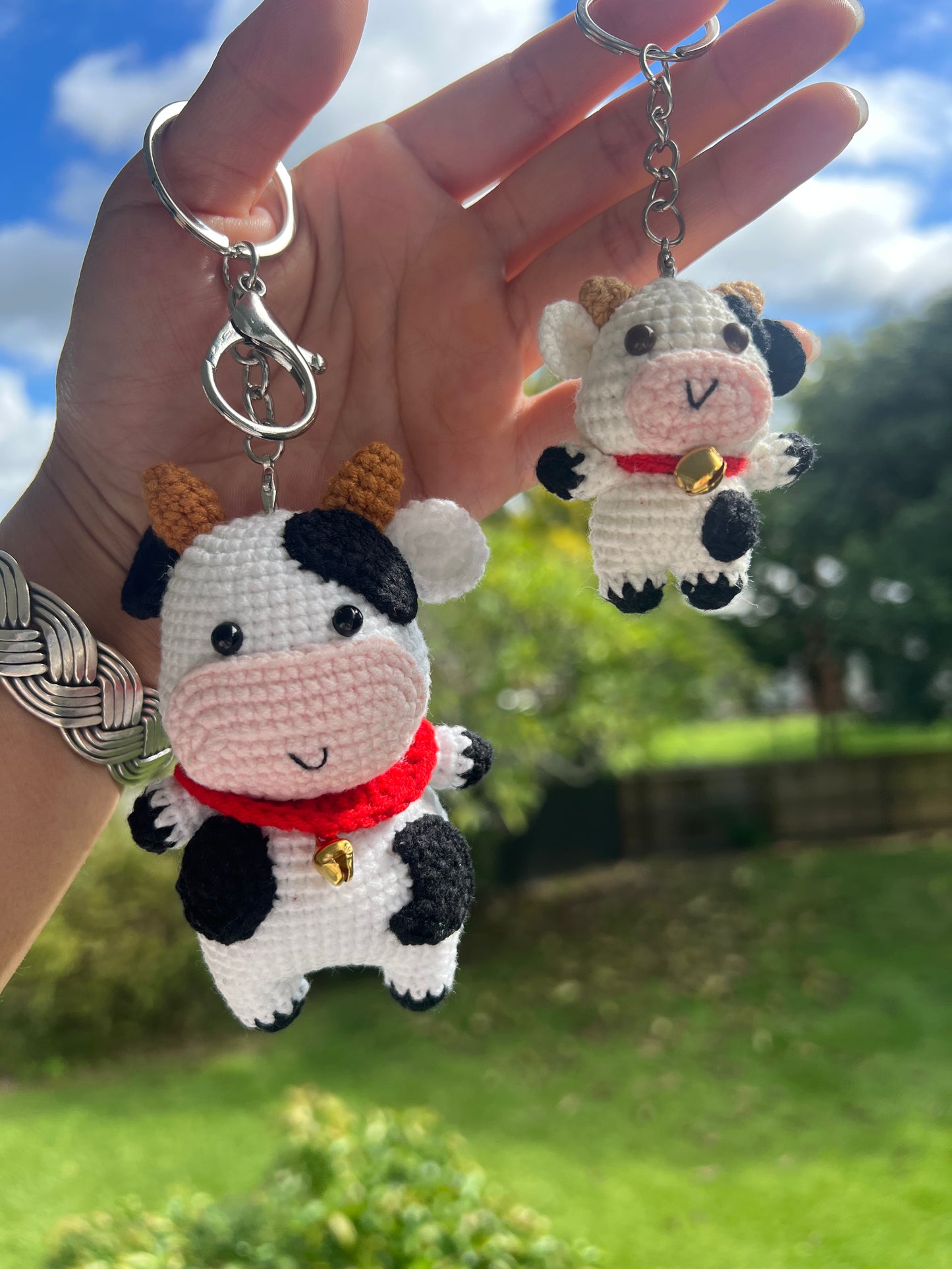 Handmade Crochet Cow Keychain Available in 2 Sizes