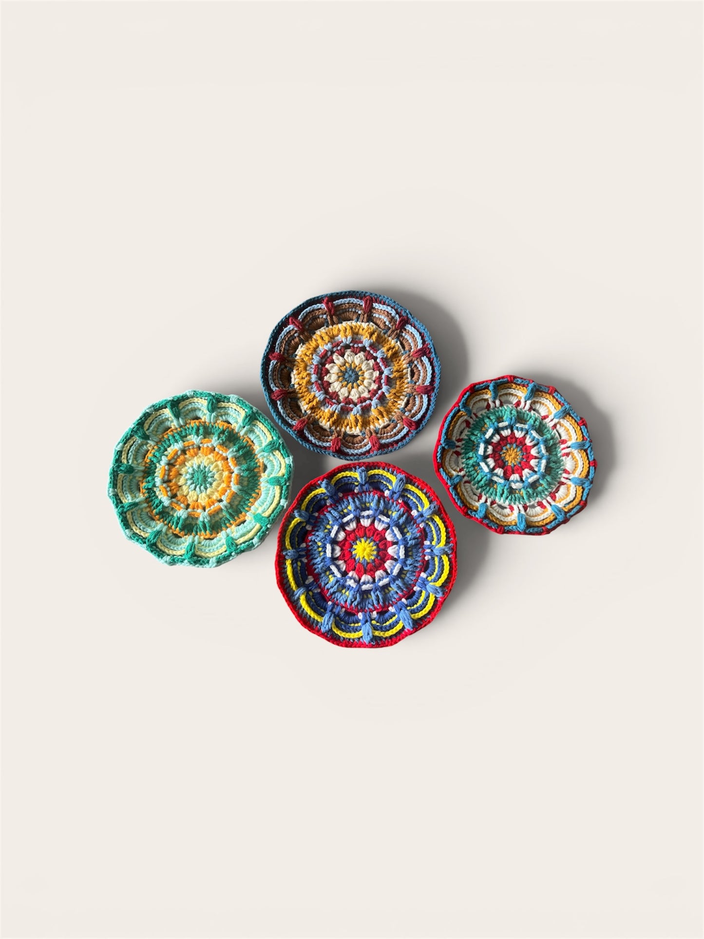 Handmade Crochet Mandala Coasters-Boho Style